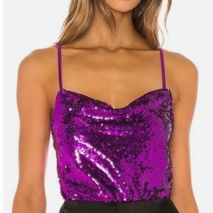 NBD Purple Sequin Bodysuit